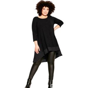 Avenue Black Shiloh Contrast Tunic Top Size 22/24